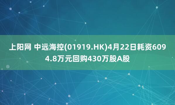 上阳网 中远海控(01919.HK)4月22日耗资6094.8万元回购430万股A股