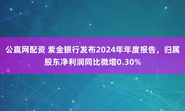 公赢网配资 紫金银行发布2024年年度报告，归属股东净利润同比微增0.30%