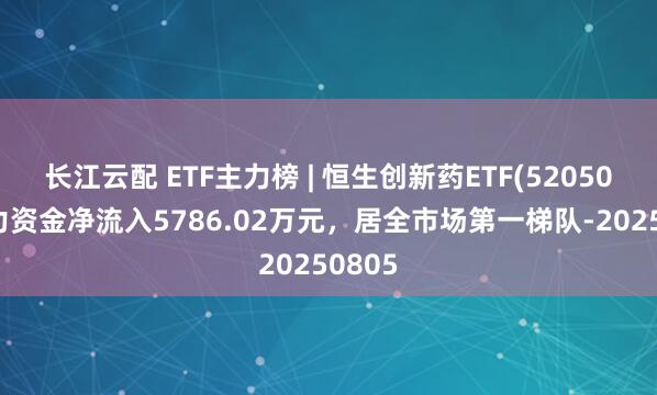 长江云配 ETF主力榜 | 恒生创新药ETF(520500)主力资金净流入5786.02万元，居全市场第一梯队-20250805