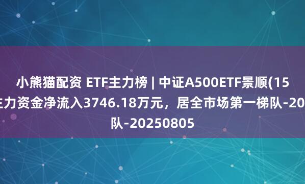 小熊猫配资 ETF主力榜 | 中证A500ETF景顺(159353)主力资金净流入3746.18万元，居全市场第一梯队-20250805